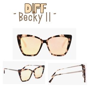DIFF ‘BECKY II’ HIMALAYAN TORTOISE + TAUPE FLASH MIRROR POLARIZED SUNGLASSES